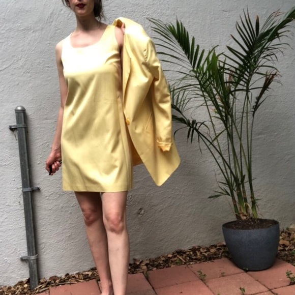 Vintage Yellow Suit Dress Blazer Neiman Marcus - Picture 2 of 4